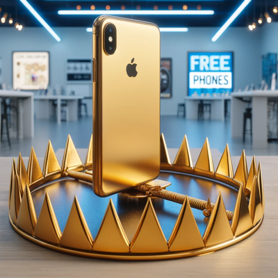 Golden phone in a bear trap