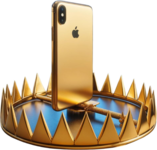 Golden phone in bear trap